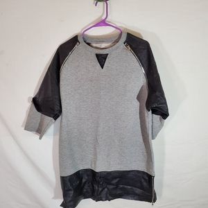 Bleeker And Mercer Leather Zipper Sleeve Top Large